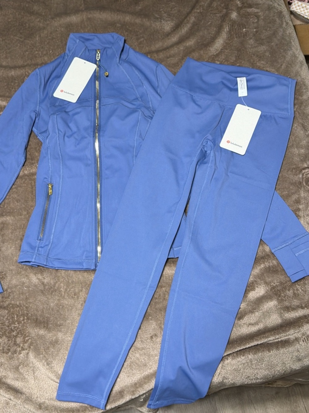 lululemon athletica Periwinkle Blue Zip Jacket & High-Rise Leggings Set